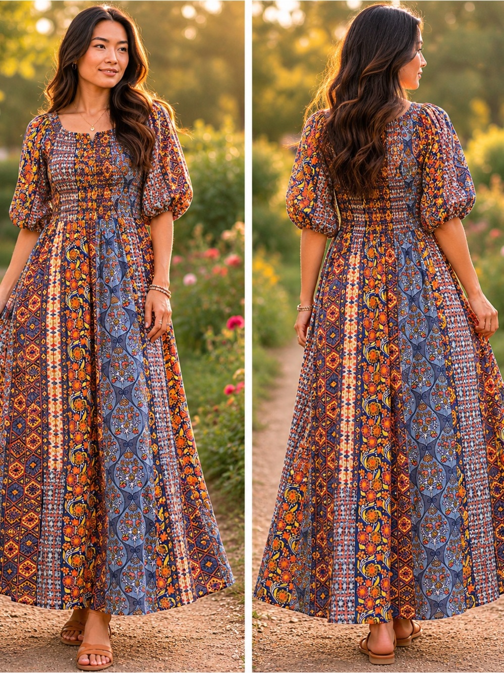 Multicolor Floral Rayon Maxi Dress